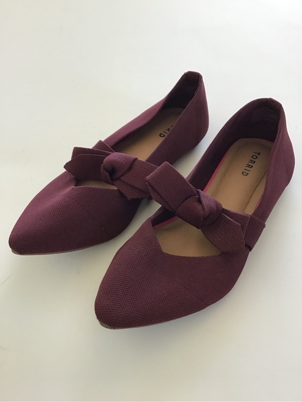 torrid Burgundy Pointed Bow Strap Flats Size 11